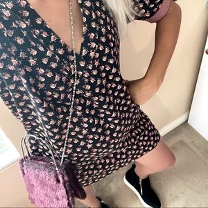 Scotch & Soda Satin Floral Short Sleeve Dress